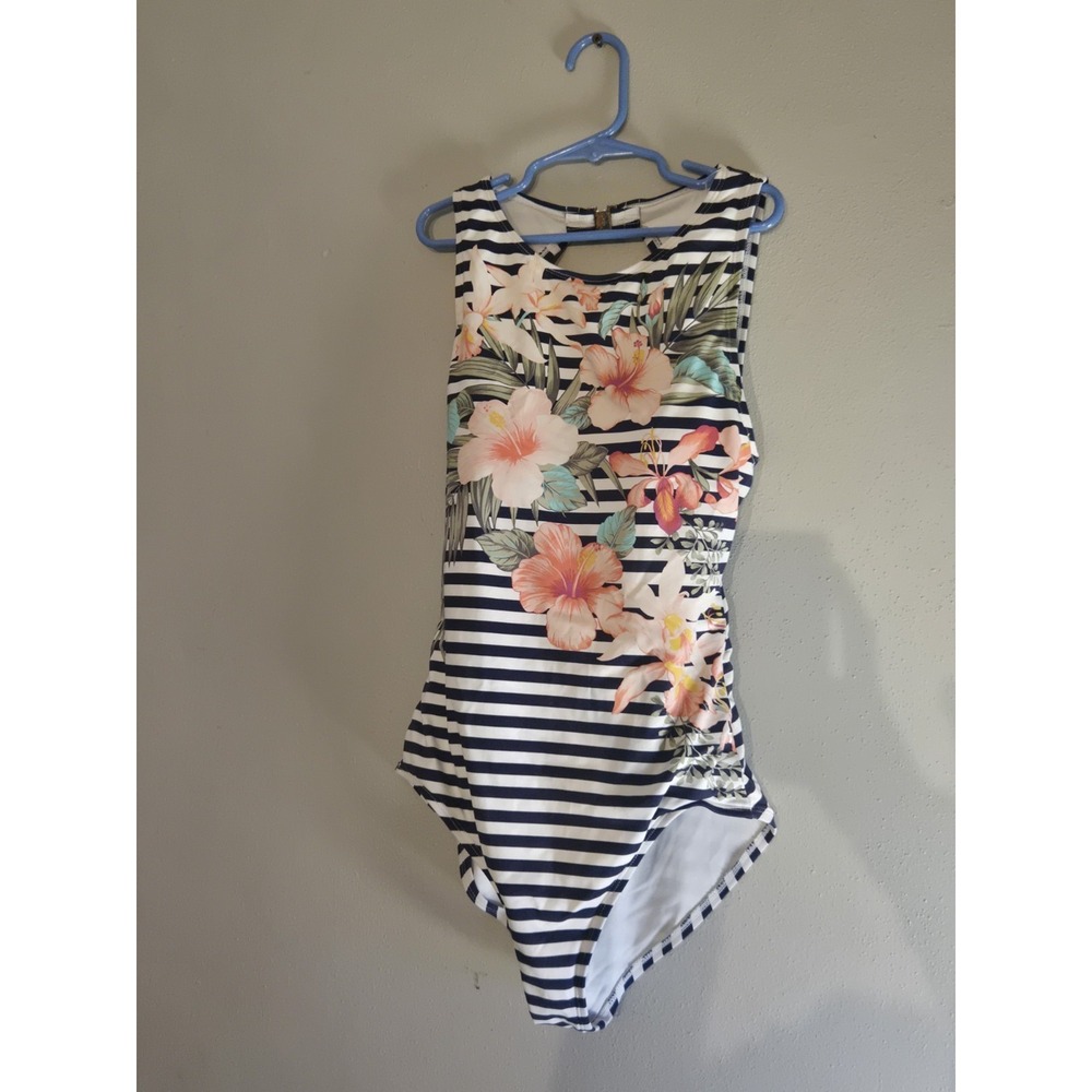 Tommy Bahama Women Bathing Suit Size 6  1 Piece High Neckline Tropical Flowers